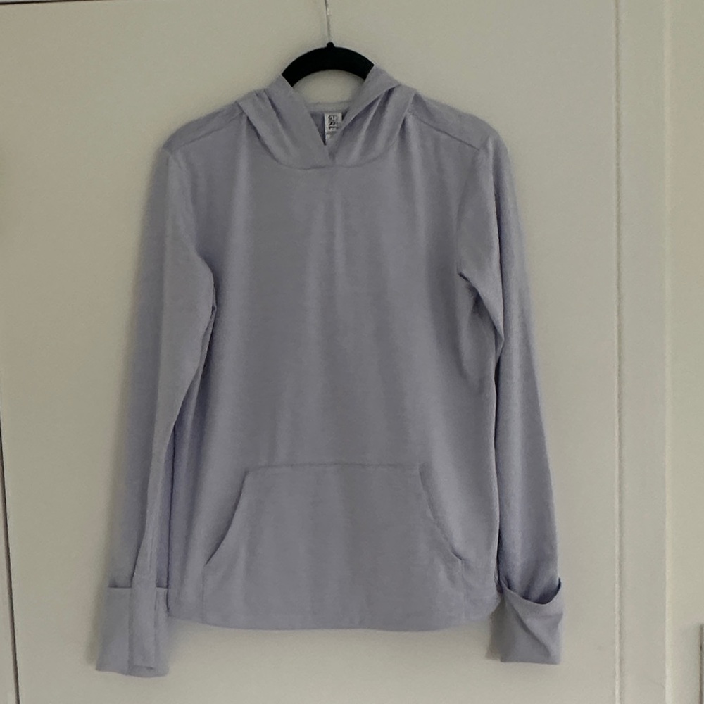 Athleta Girls Uptempo Pullover Hooded Shirt in Light Lavender | Size XXL-16